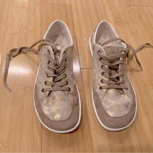 Rose gold barefoot tennis shoes/sneakers. Worn once. Groundies